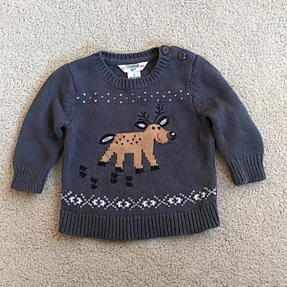 Osh Kosh baby Christmas reindeer cotton sweater
